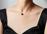 Keenove Black Onyx Healing Crystal Necklace for Women - 925 Sterling Silver Adjustable Pendant Chain 12-17"