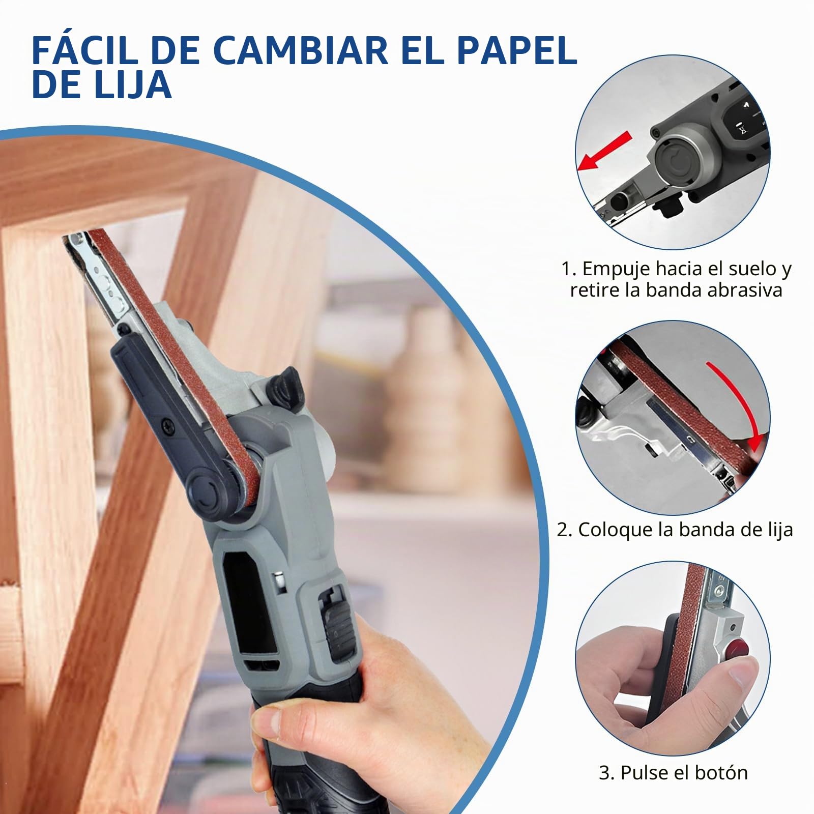 Lijadora De Banda Compatible Con Makita 18V, Lima Eléctrica De Dedo Inalámbrica 35°
