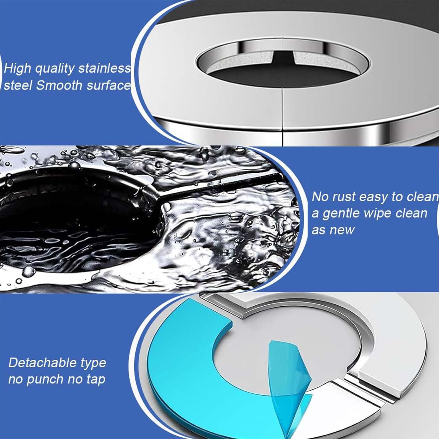 WUBAYI Rosetta per tubo flangiato, 100 mm, in acciaio inox, flangia da parete in due parti, copertura decorativa per tubi, foro Ø102 mm (bordo da 24 mm)