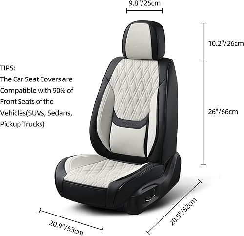 Miniatura 6 de Fundas de asiento de automóvil, par de fundas de asiento delantero de cuero transpirable con reposacabezas, funda universal de asiento de vehículo