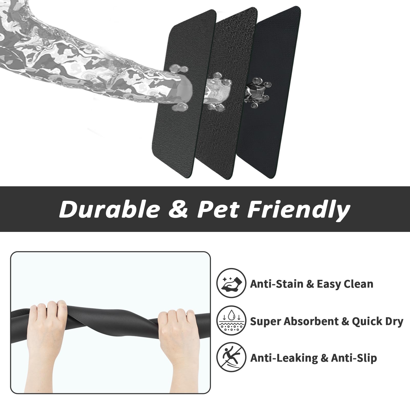 HotLive Hundefuttermatte – saugfähige Katzenmatte für Futter und Wasser, keine Flecken, Haustier-Futternapf-Matte, leicht zu reinigende Haustier-Tischsets, schnell trocknende Hunde-Wasserspendermatte