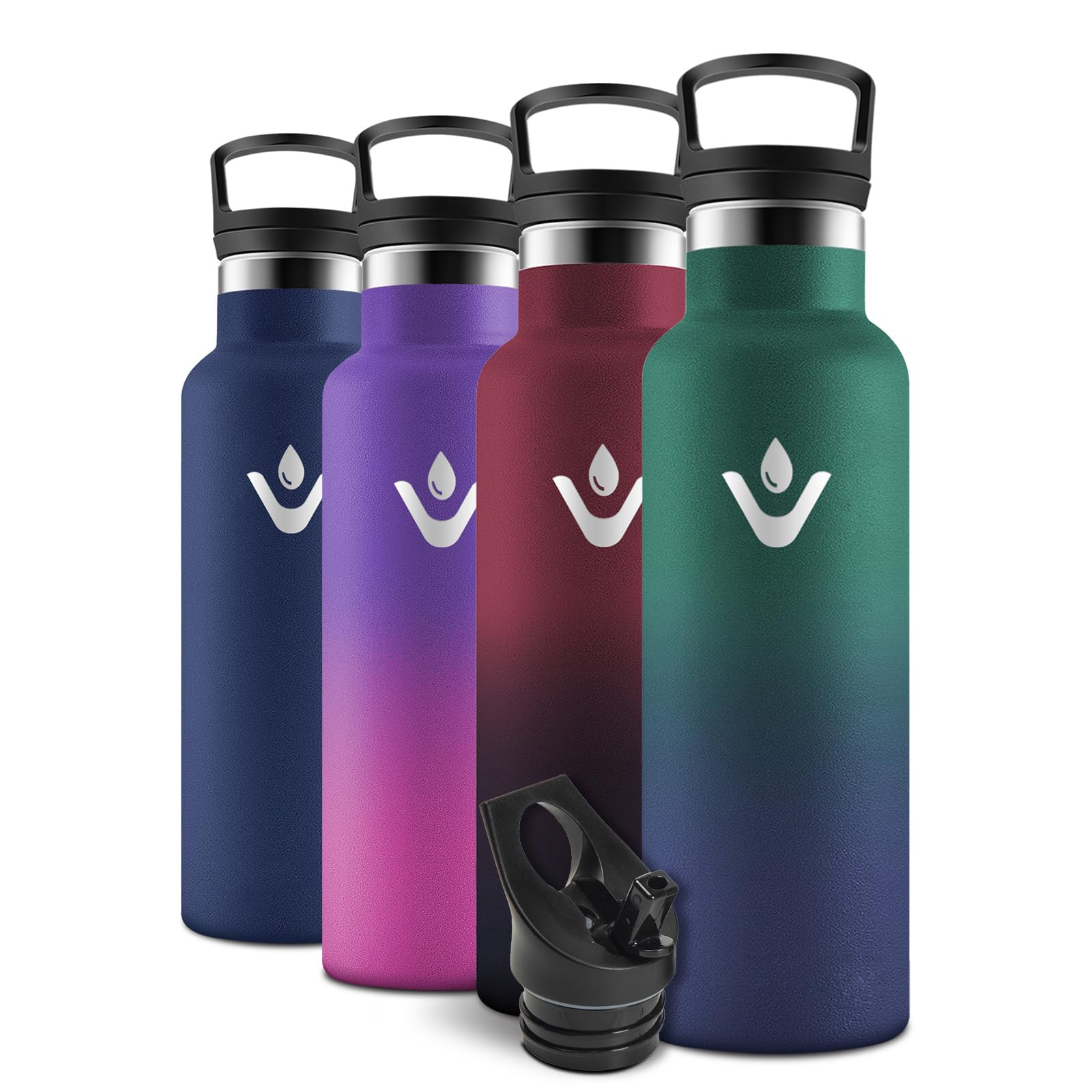Motswedi Water Bottle, 750 ml BPA Free, Insulated Bottle, 18/8 Stainless Steel, Water Bottle, with Straw&2 Lids, Insulated Bottle for Playground, Yoga – Dark Green & Navy Blue