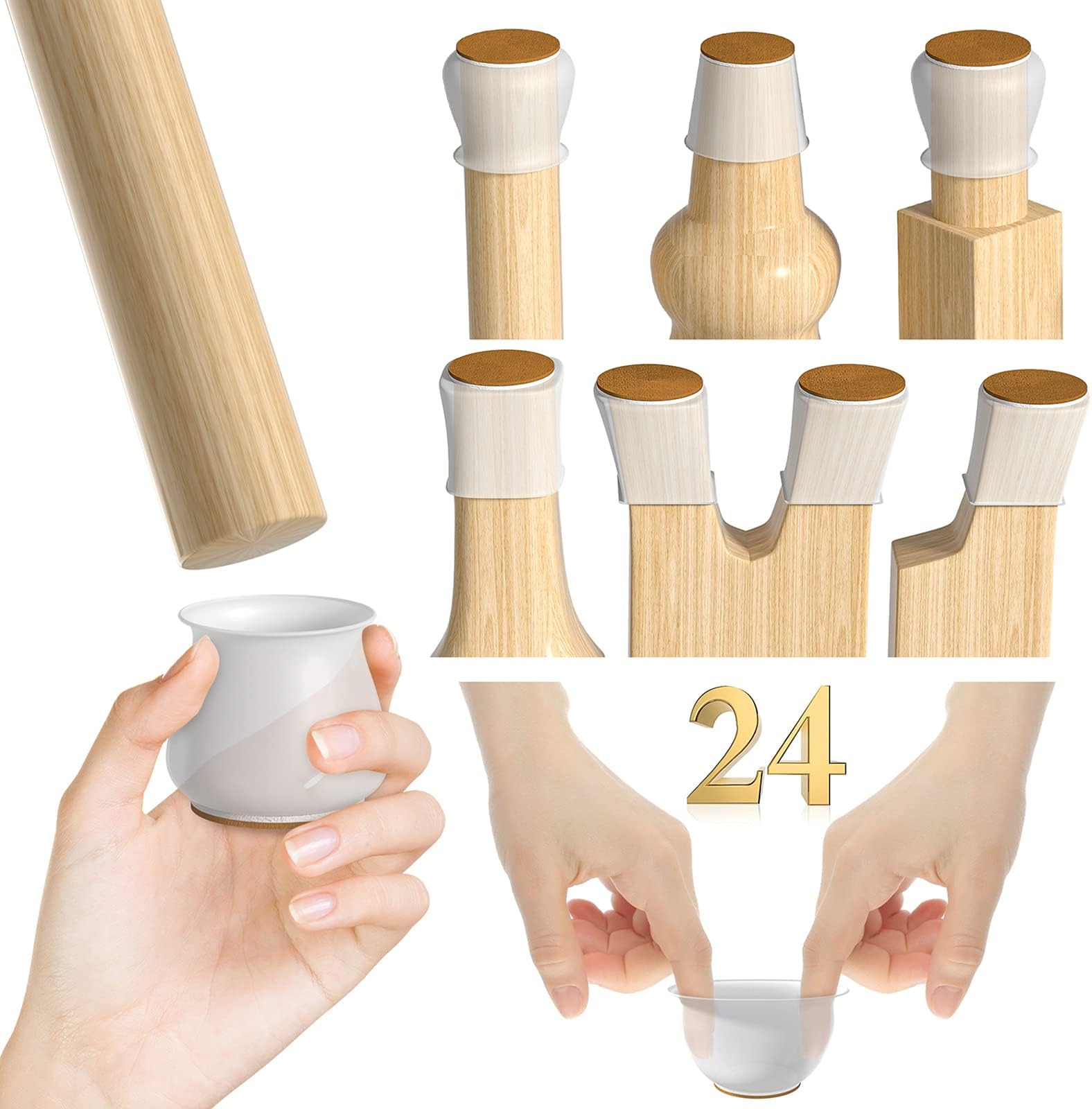 Gommini per Sedie e Mobili Universali 24Pz. Gommini Con Feltrini ...