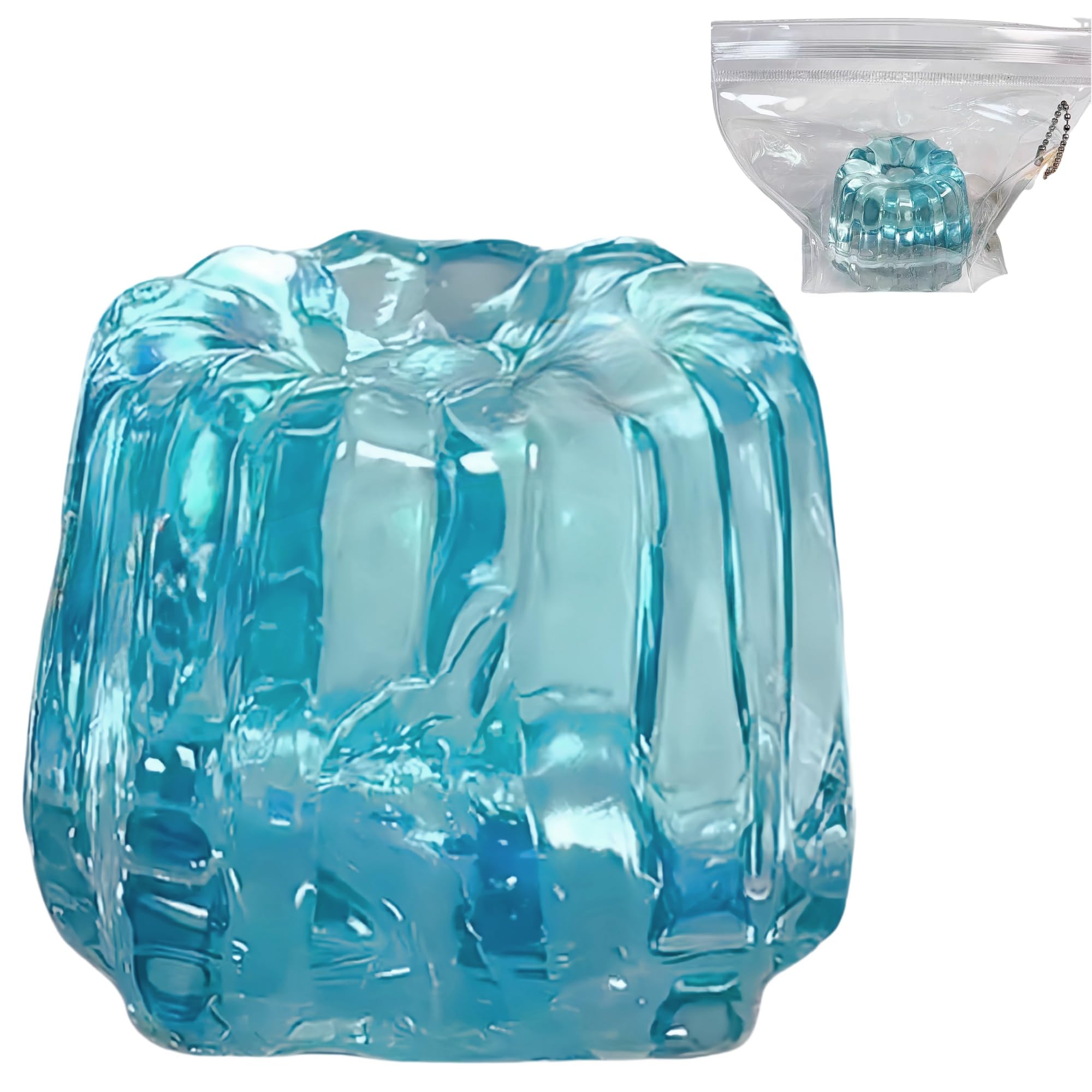 Ice Blue Canel Squishy Kawaii Stress Relief Toy Soft Jelly Dessert Fidget for Office Bedroom Decor Gift Collection