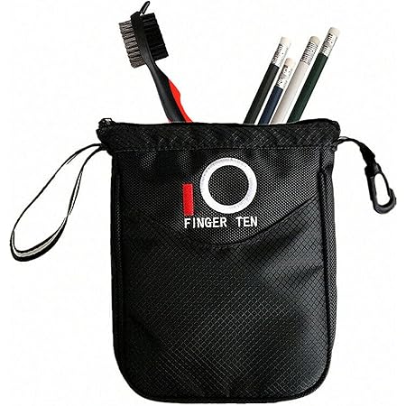 Amazon Tinger Ten ゴルフポーチ ボールバッグ ゴルフ用品 ボール収納バッグ 軽量防水 多機能タイプ ゴルフボール 入れ プレー時に最適 耐久性 ゴルフボール レザーケース ティー Black Finger Ten ボールケース