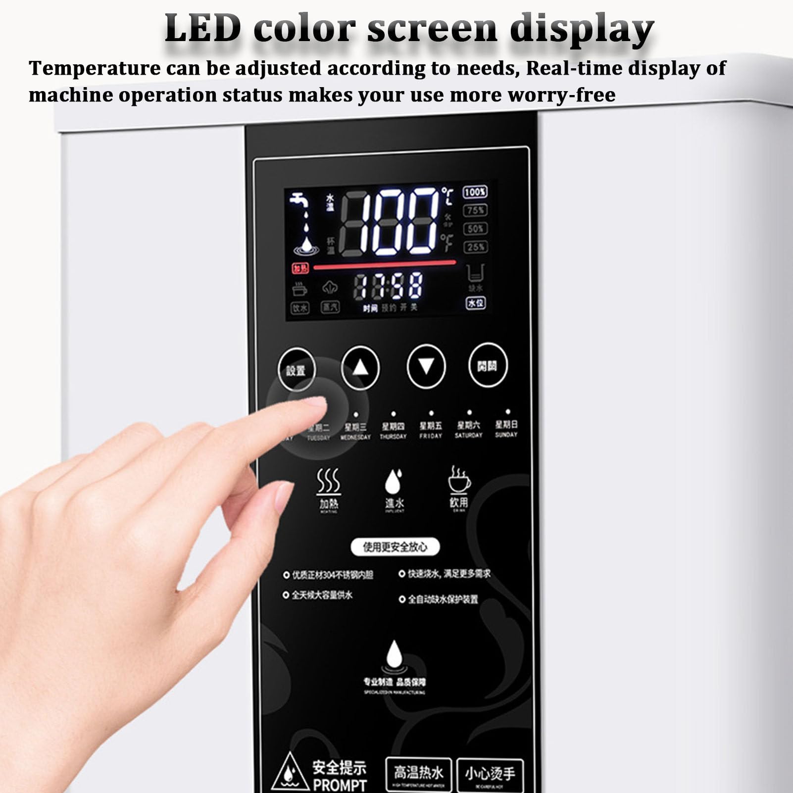 Dispensador Eléctrico De Agua Caliente, Calentador De Sobremesa con Panel De Control Digital para Té, Café Y Postres.,Black