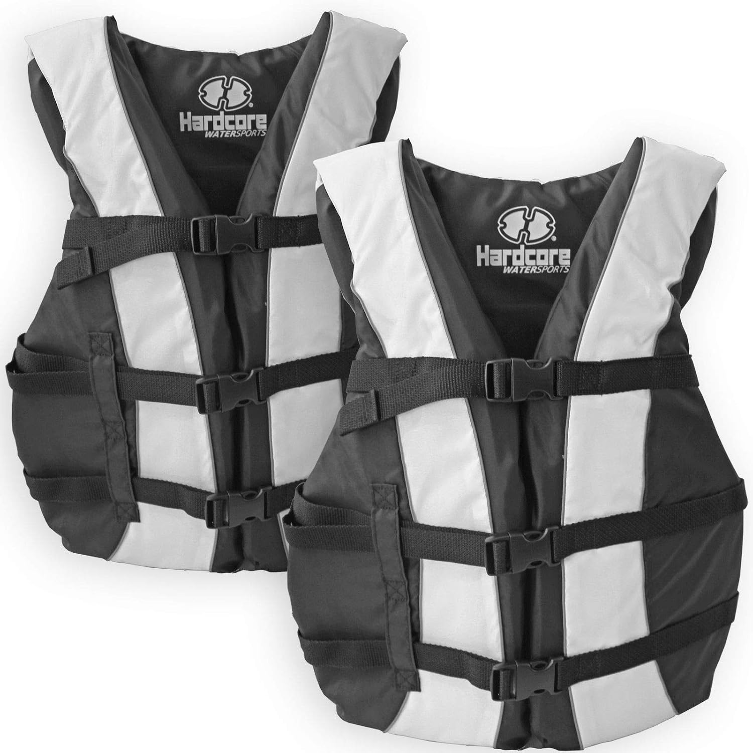 Hardcore Life Jacket 2 Pack Paddle Vest for Adults; Coast Guard Approved Type III PFD Life Vest Flotation Device; Jet ski, Wakeboard, Hardshell Kayak lufe Jacket; Ideal Extra Pontoon Boat Life Jacket