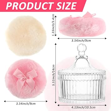 YEXEXINM 2 Pack 5.3 Clear Powder Puff Container with 4 Powder Puff, Empty Cosmetic Box with Yurt Shaped Design, Hard Texture Moisture Proof, Washable Sponge Case for Home Travel Women Men Child