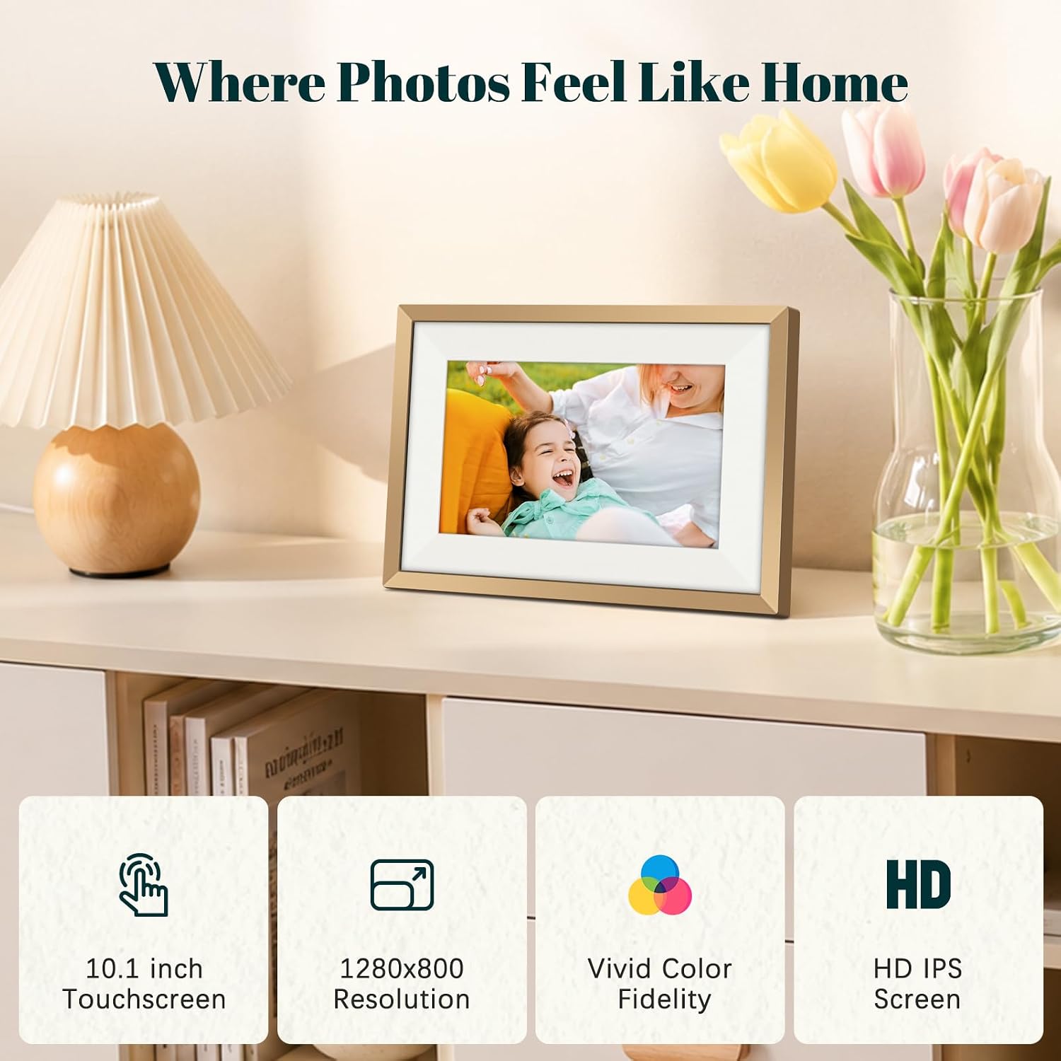 Frameo Digital Picture Frame WiFi 10.1" Dawn Gold Photo Frame