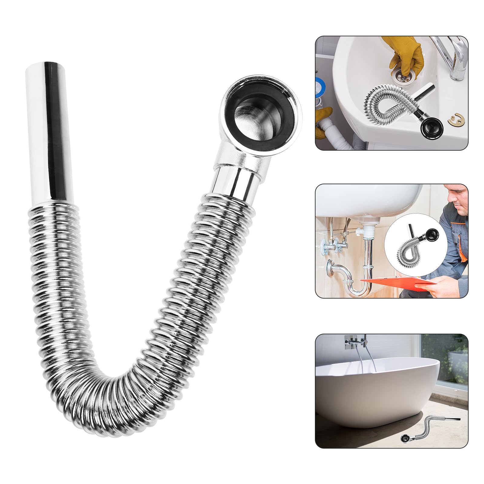 Yardenfun Tubo di Scarico in Rame per Vasca da Bagno Accessorio Bagno in Rame Resistente e Sicuro Tubo di Drenaggio Estensibile senza Odore Adatto per Uso Domestico e Hotel Design Flessibile
