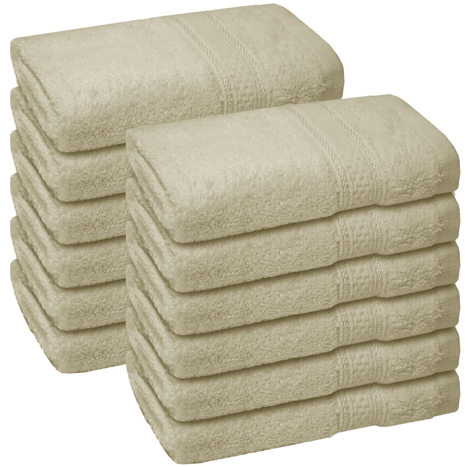 Zzzmrh Ivory 100% Cotton Premium Face Cloths (30 X 3 Cm), Highly Absorbent And Super Soft Fingertip Towels (12-Pack Face Flannel) (Ivory)