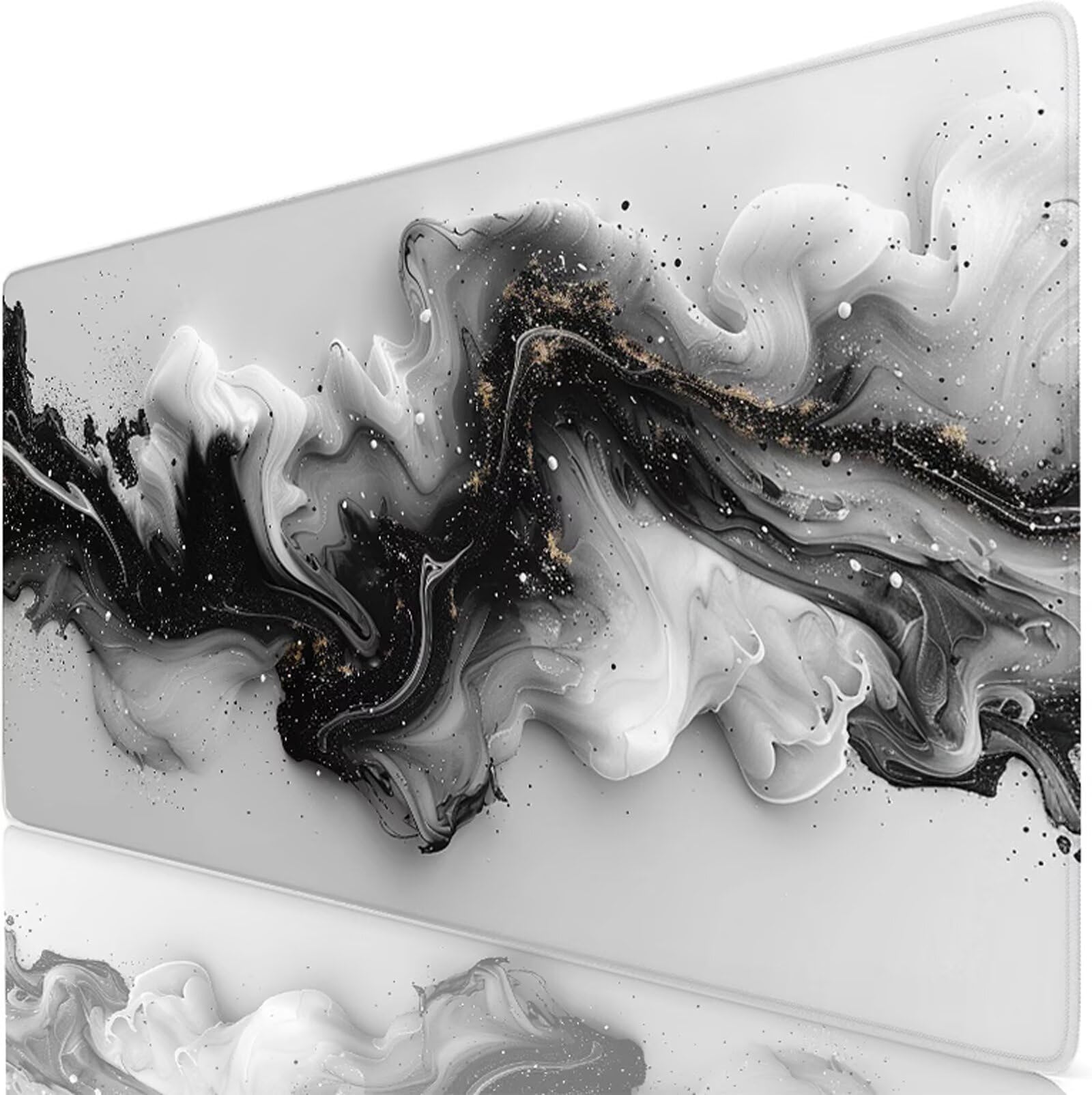 Alfombrilla Ratón XXL 1500 x 800 mm Gris Mouse Pad Gaming Blanca Tapete Escritorio Grande, Protector Escritorio Impermeable para Oficina, Protector Mesa Ordenador, Alfombrilla Gamer, Regalo W6-894