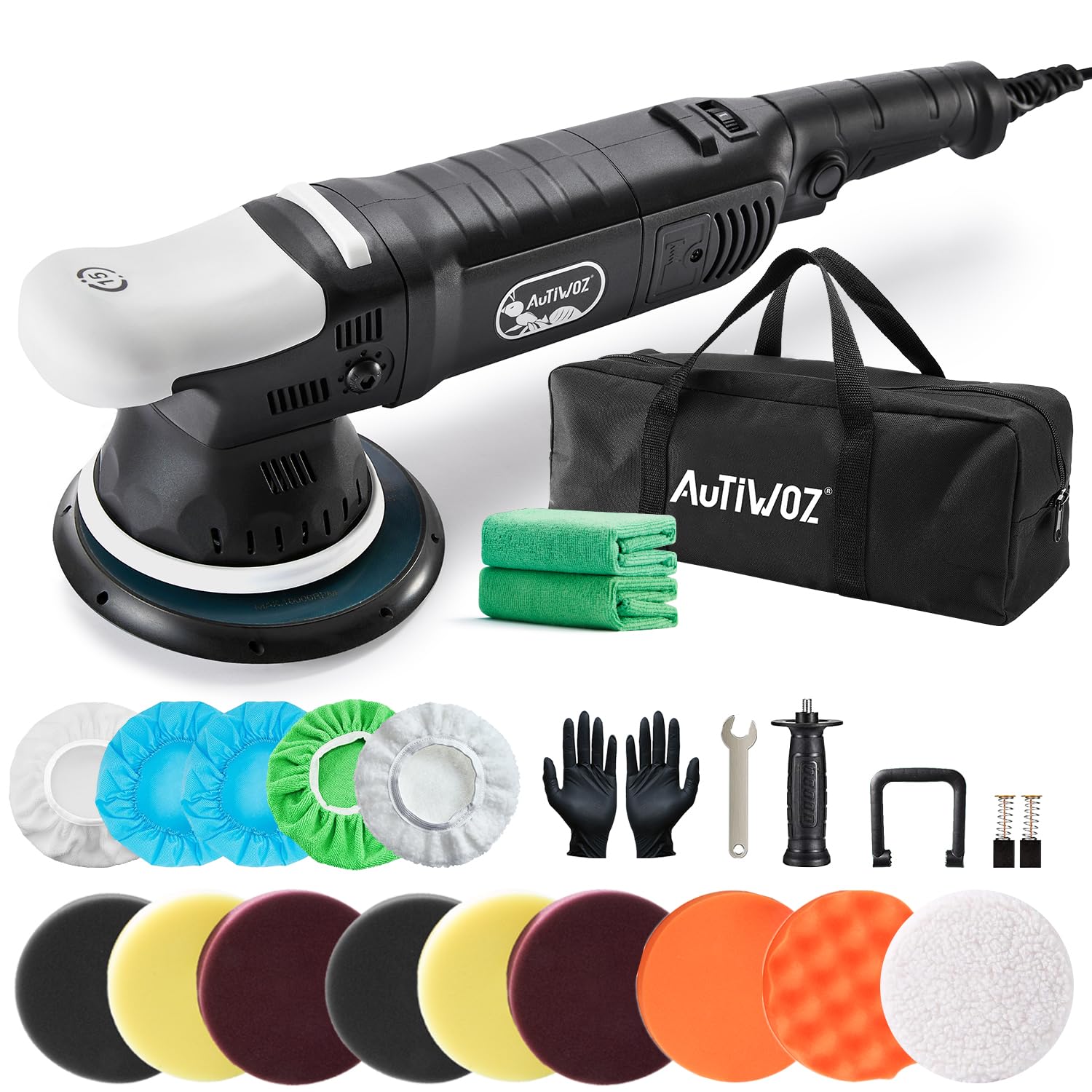 AUTIWOZ Car Buffer Polisher, 6-Inch Dual Action for Detailing, Random Orbital Car Polisher with 6 Variable Speeds, DA Polishers Kit for Polishing/Waxing