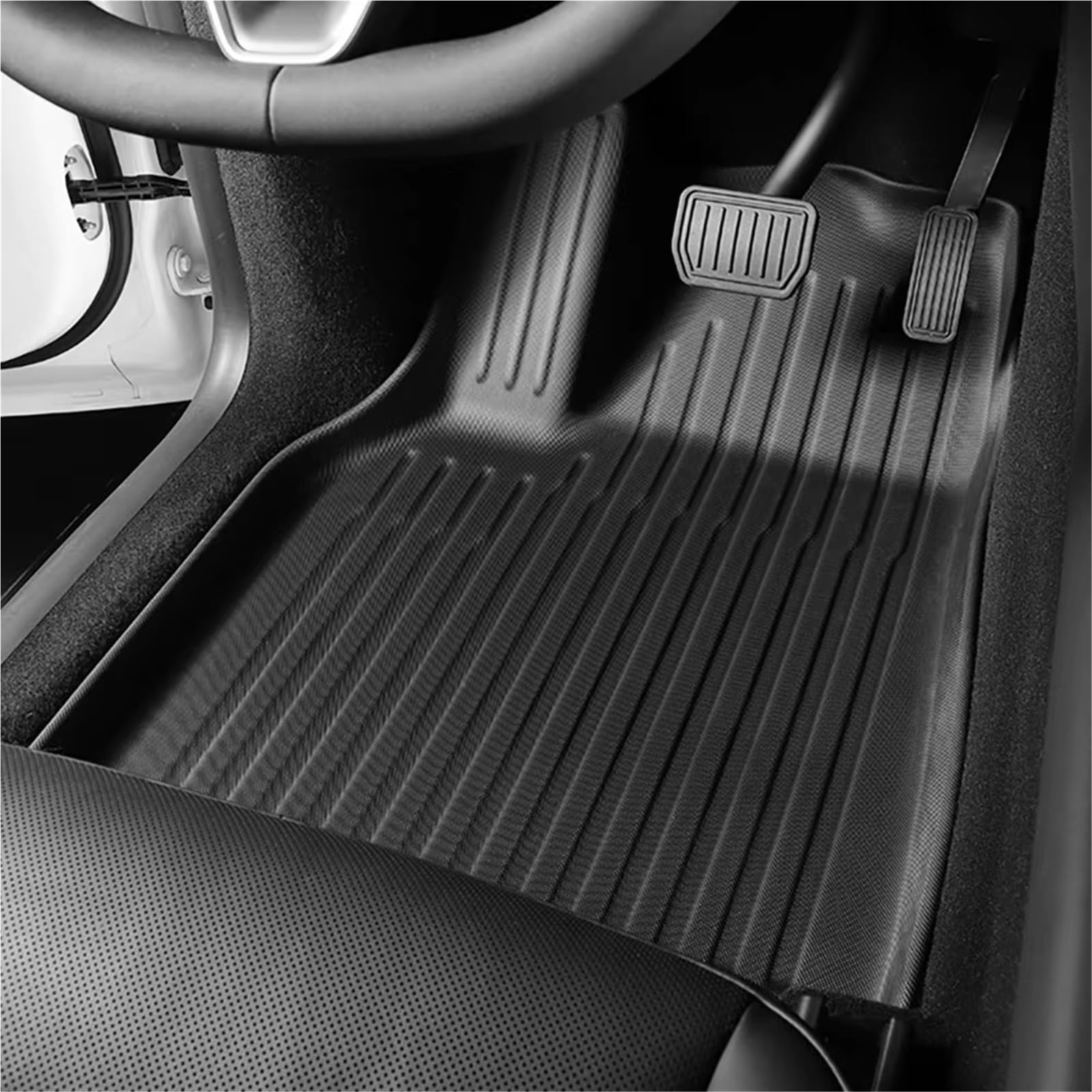 Moquette Tappetino Auto Per Tesla Per Model Y Per Juniper Per Launch 2025 Bagagliaio Tappetini In TPE Con Moquette E Rivestimento Vano Carico(DL-FTBM-12PCS,Giusto)