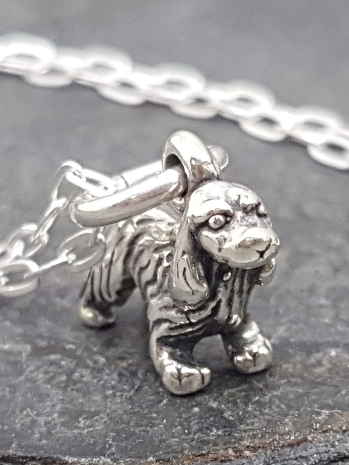 EnCharmed Sterling Silver Tiny Cocker Spaniel Dog 3D Charm Necklace, 18" - Image 3