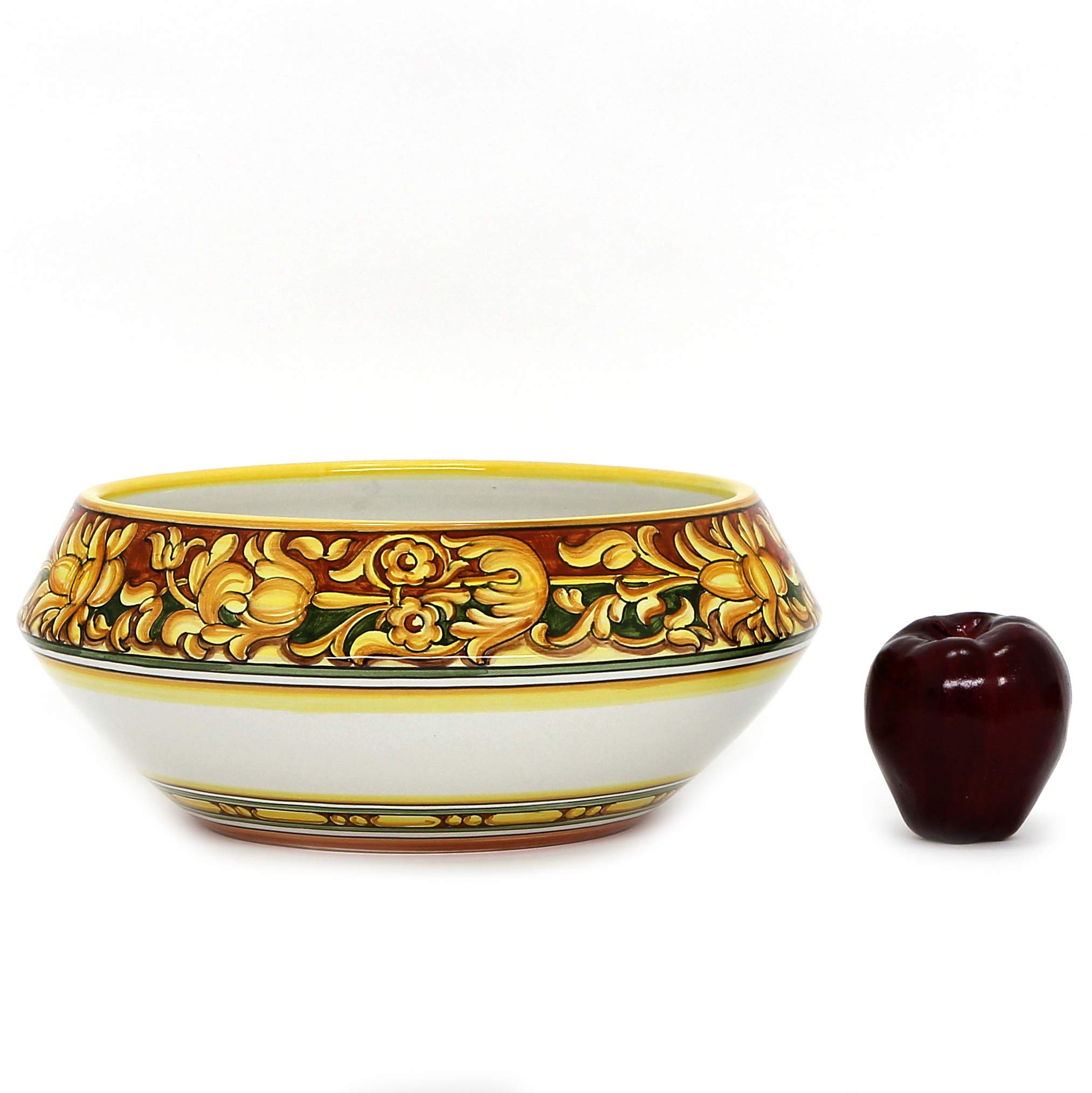 DERUTA BELLA Fruit Bowl Centerpiece Old Orange Design [3504/35M-VCD] - Authentic hand painted in Italy. Original design. Shipped from the USA with Certificate of Authenticity.