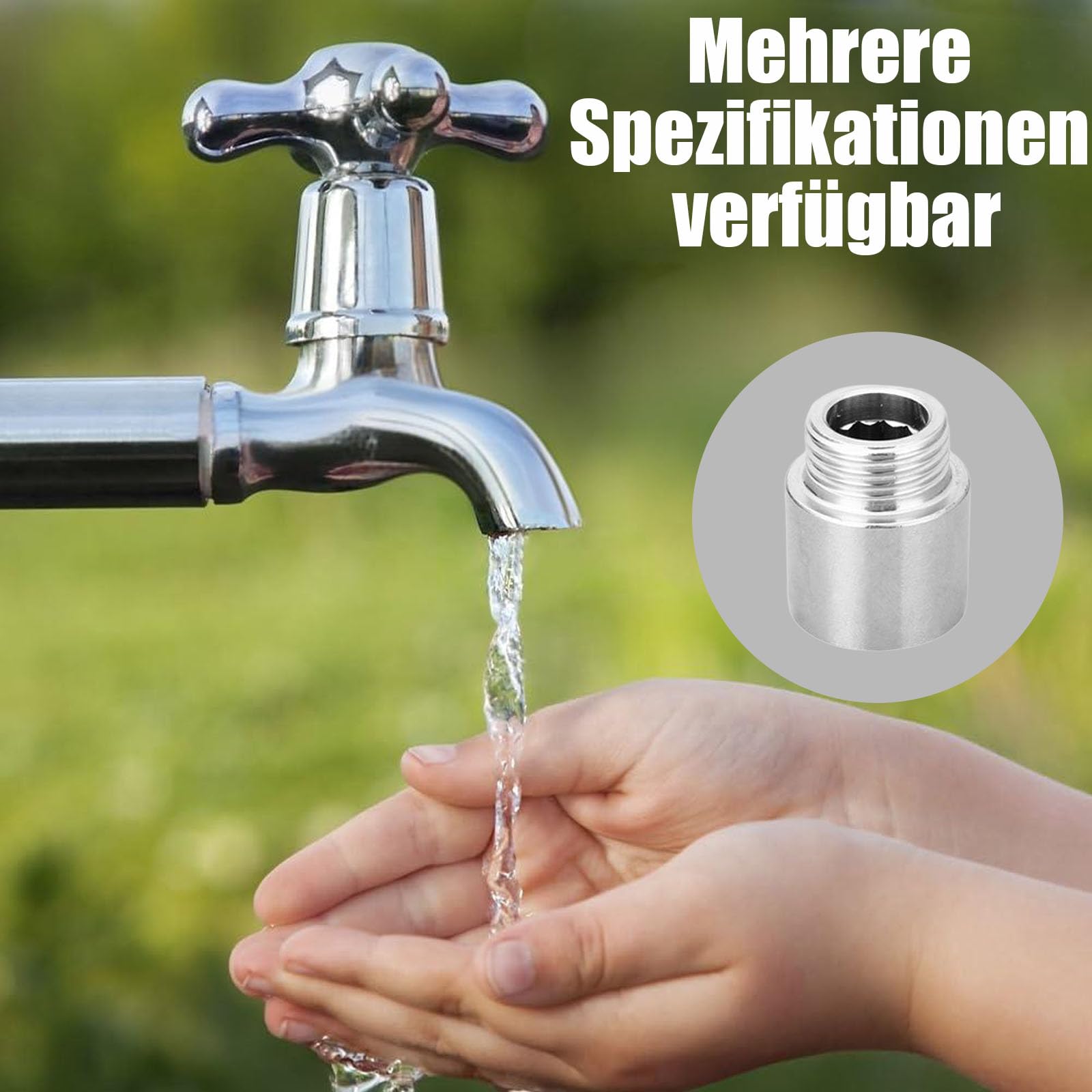 4 prolunghe per rubinetto in acciaio inox, 1/2", prolunga per soffione doccia con filettatura interna e filettatura esterna, attacco acqua 1/2" x 10 mm, 20 mm, 30 mm, 40 mm, per rubinetti e soffioni