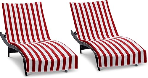Arkwright California Cabana - Juego de 2 toallas de rizo 100% algodón, fundas para sillas de piscina para muebles de playa al aire libre, 30 x 85