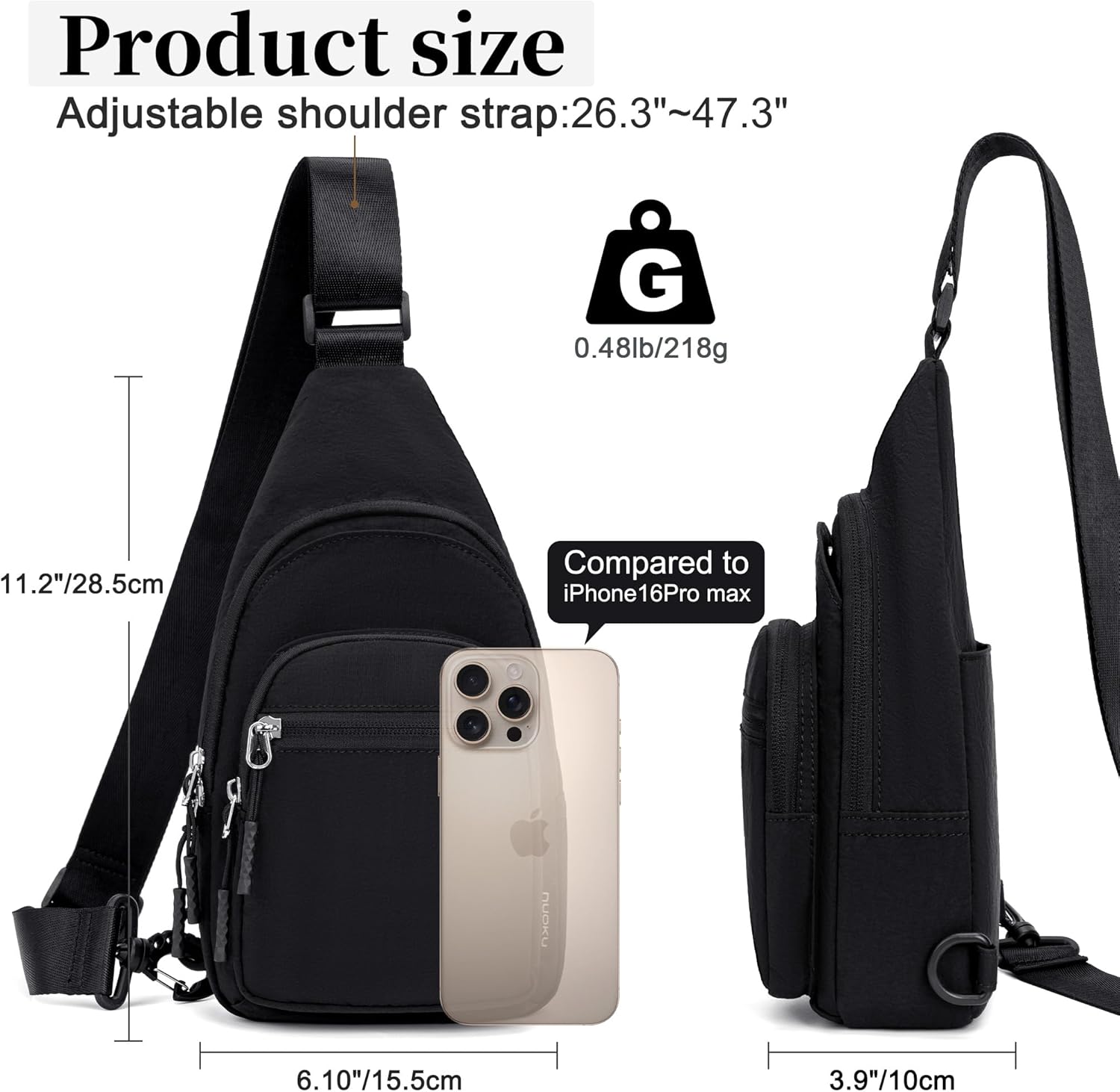 nuoku Small Sling Bag for Women Man Crossbody Chest Bag Lightweight Purse for Travel, Daily Use, and Outdoors - Image 5