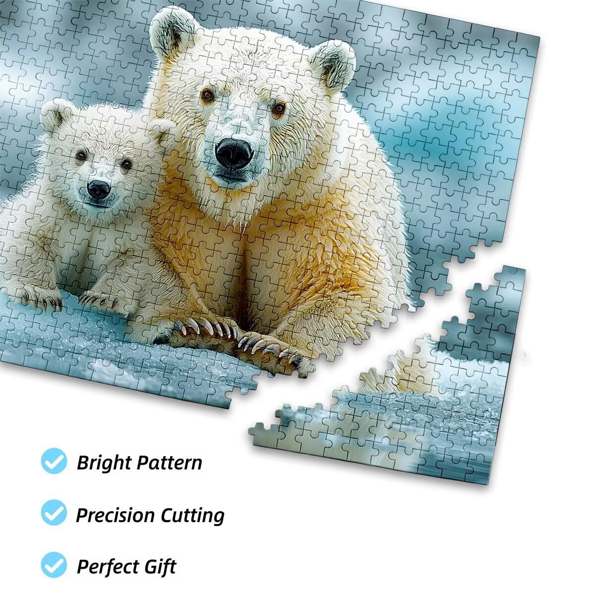 Puzzle 1000 sztuk zwierząt DIY Puzzle dla dorosłych 75 x 50 cm niedźwiedź opakowanie wysokiej jakości z dodatkowymi zabawnymi wyzwaniami, kreatywna rozrywka klasyczne zabawne wyzwania dla kobiet