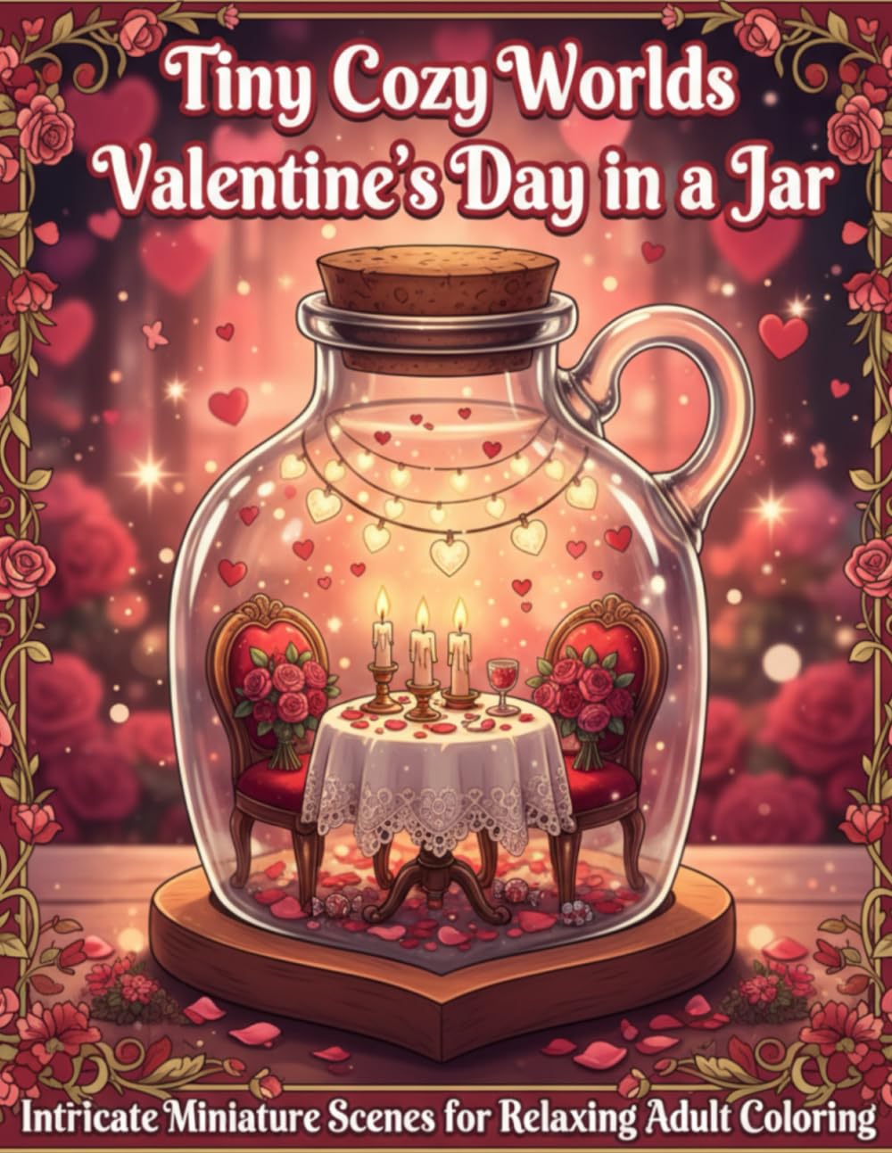 Tiny Cozy Worlds: Valentine’s Day in a Jar: Intricate Miniature Scenes for Relaxing Adult Coloring