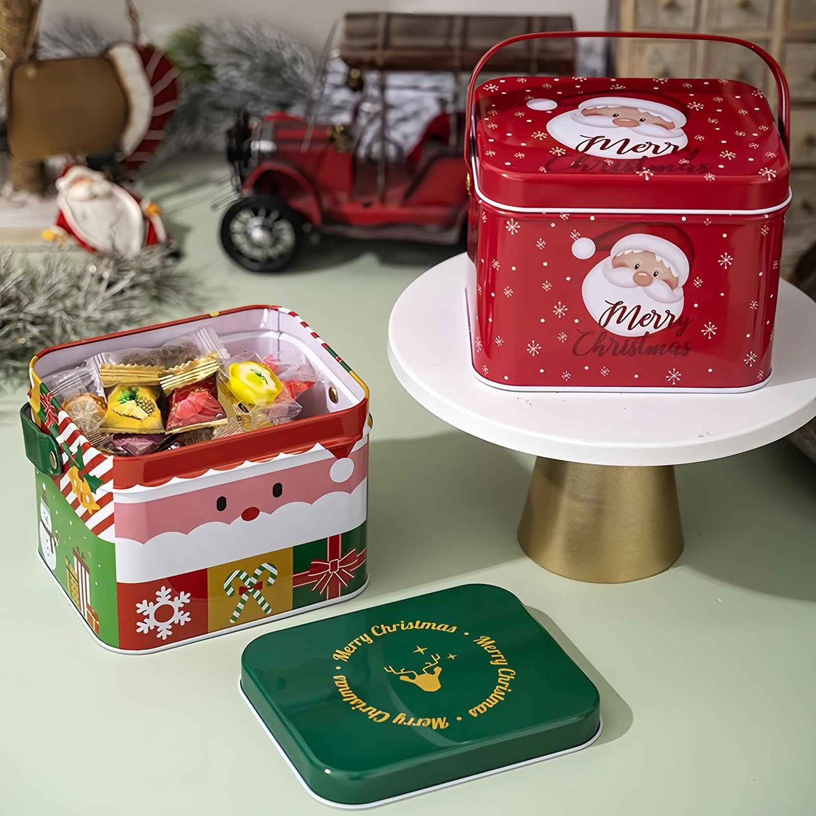 Lattine Biscotti Di Natale 6 Pezzi in Metallo per Natale Riutilizzabile | Contenitori Per Dolciumi In Lattine Festive per Bambini Famiglia Torta Spuntino Lavoretti Cioccolato Regalini per Feste Va