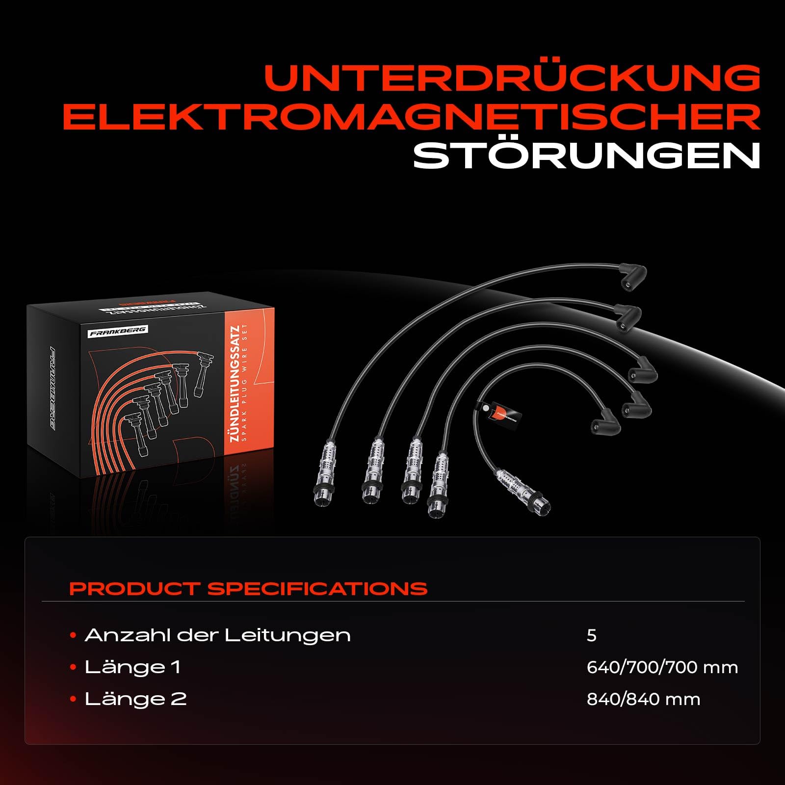 Frankberg 5x Zündleitungssatz Zündkabelsatz Benzin Kompatibel mit B.o.r.a 1J2 Golf IV 1J1 P.a.s.s.a.t 3B2 P.a.s.s.a.t Variant 3B5 Replace# 071905409F