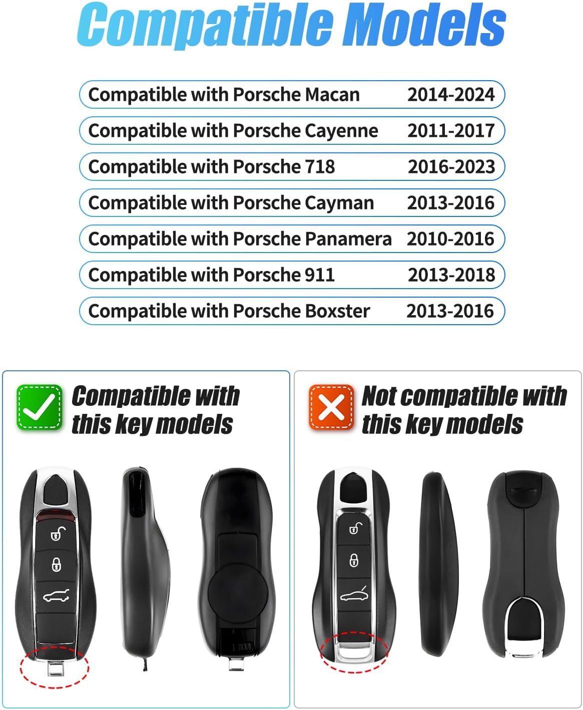 Key Fob Cover for Porsche Macan Panamera 911, Key Chain Keychain Key Cover for Cayenne 718 Cayman Boxster - Image 5