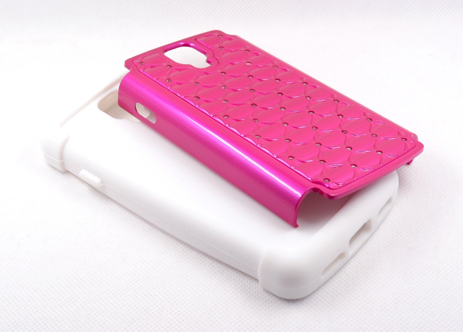 Thousand Eight(TM) For LG Volt LS740 Diamond Studded Silicone Rubber Skin Hard Case + [FREE LCD Screen Protector Shield(Ultra Clear)+Touch Screen Stylus] (Diamond hot pink)