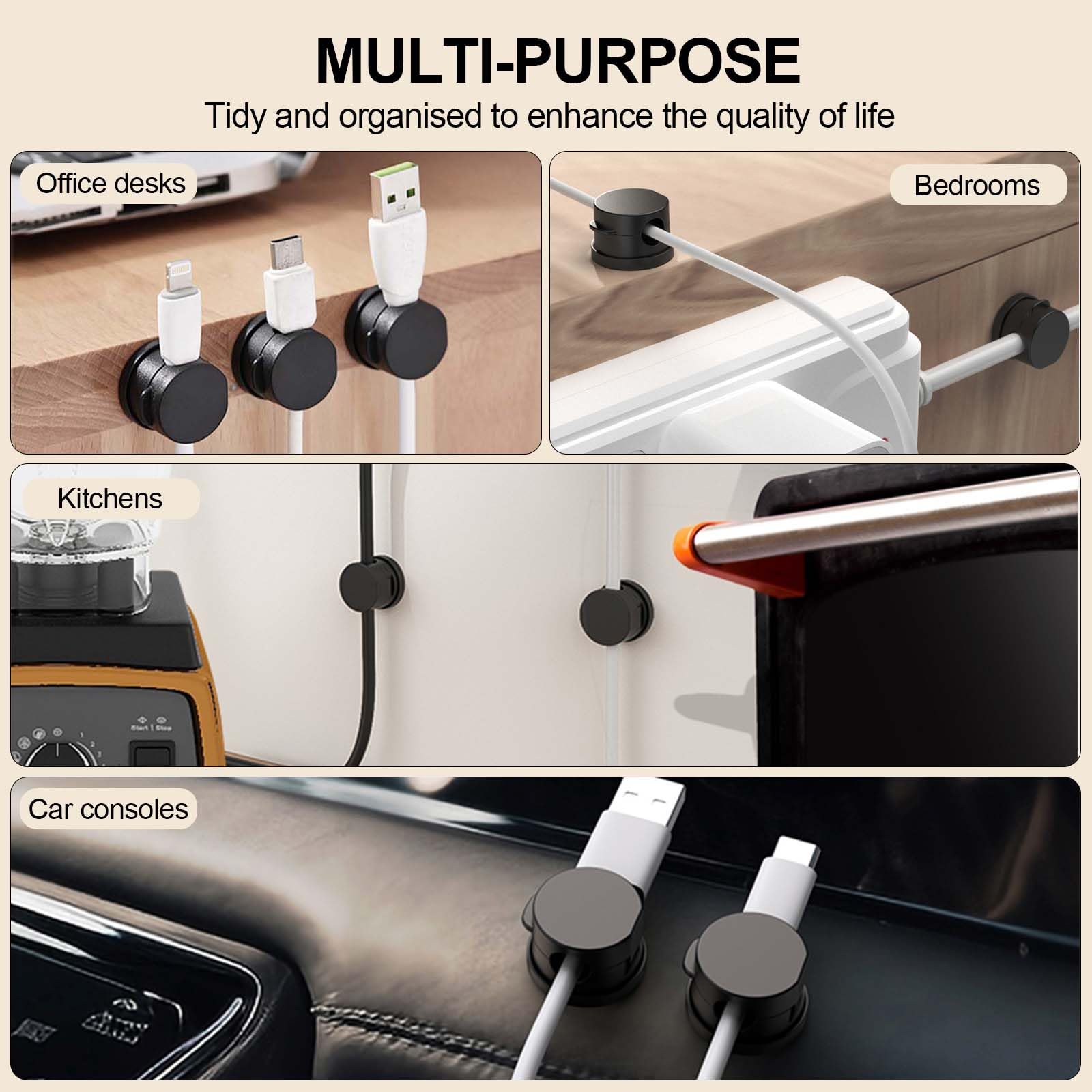 Lot De 20 Supports De Câbles Pour La Maison, Organiseurs De Câbles De Bureau