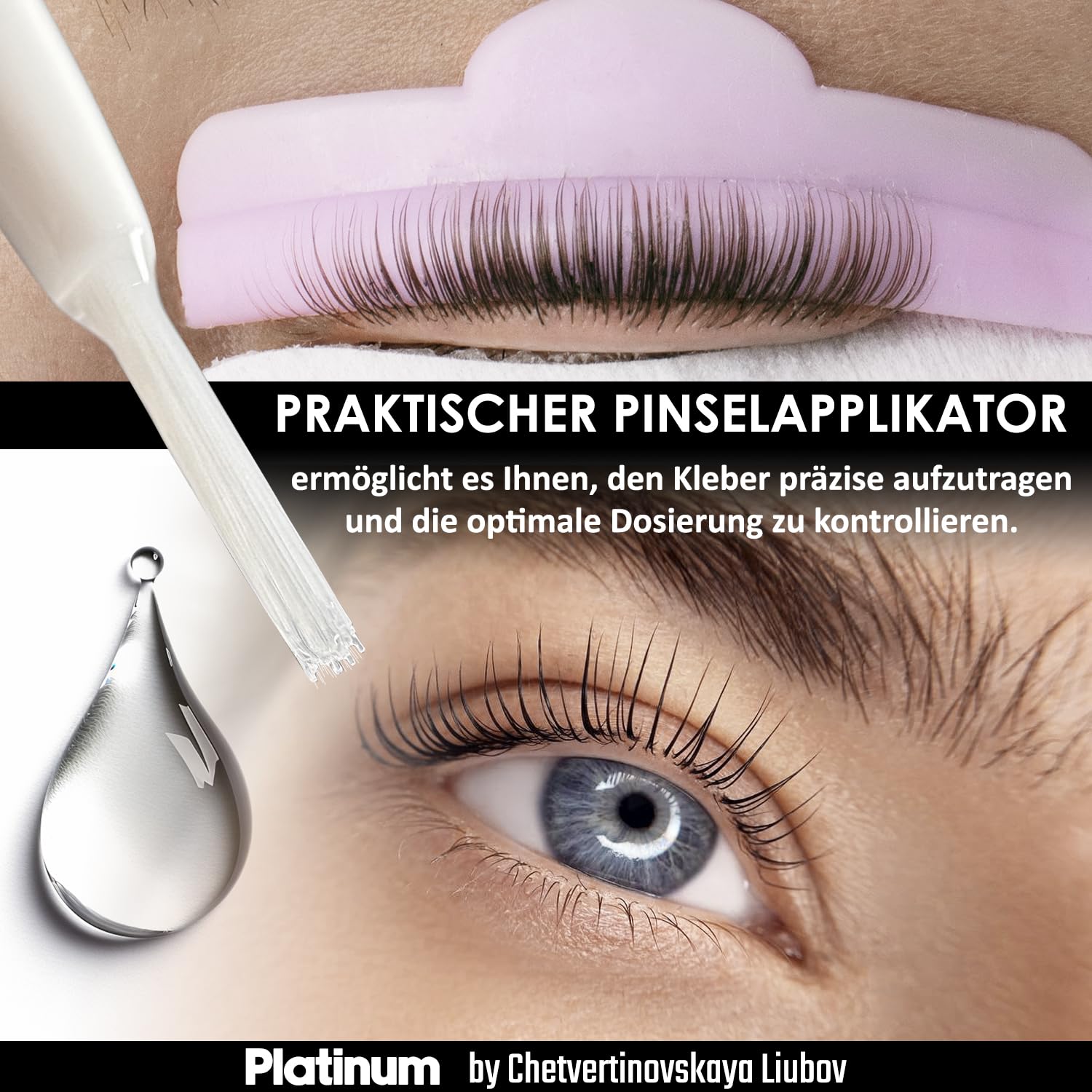 Klej do liftingu/laminacji rzęs PLATINUM by Chetvertinovskaya do klejenia rzęs podczas liftingu, klej do mocowania rzęs na wałku silikonowym, 5 ml przezroczysty