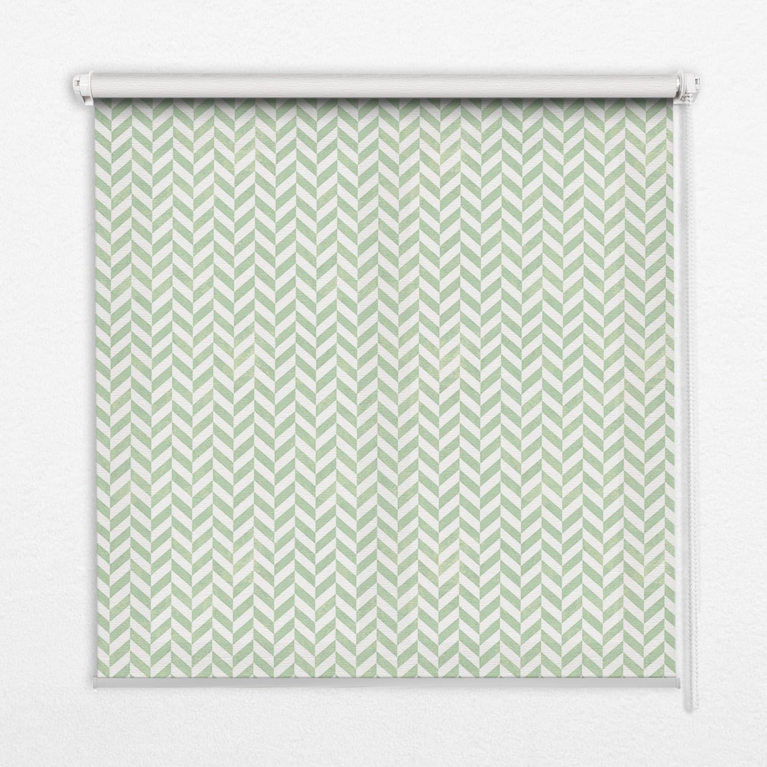 Store enrouleur perméable 50x50cm à chevrons verts pour tamiser la lumière