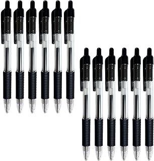 ボールペン ゲルインク 黒 ブラック 0.5mm ノック式 書きやすい ラバーグリップ 滑らかインク 文房具 事務用品 オフィス 勉強 塾 学校 大容量 まとめ買い 業務用にも (12本)
