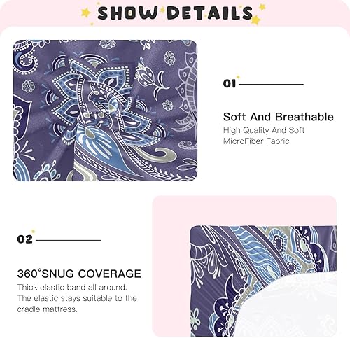 Miniatura 5 de Kigai Fitted Crib Sheet for Boys & Girls Paisley Soft Breathable Unisex Baby Sheets for Standard Crib and Toddler Mattresses 39 x 27 in