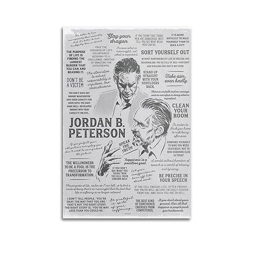 NJYXART Inspirational Posters Jordan Peterson Many Quotes Posters Poster Decorative Painting Canvas Wall Posters And Art Picture Print Modern Family Bedroom Decor Posters 12x18inch(30x45cm)