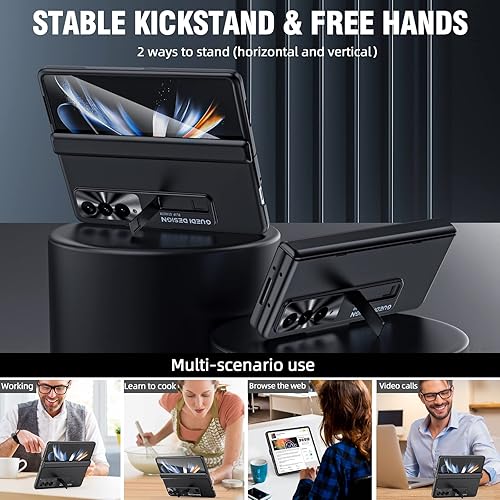 Miniatura 4 de CENMASO - Funda para Samsung Galaxy Z Fold 4, Z Fold 4 con protección de bisagra, protector de pantalla y soporte invisible, funda ultrafina a