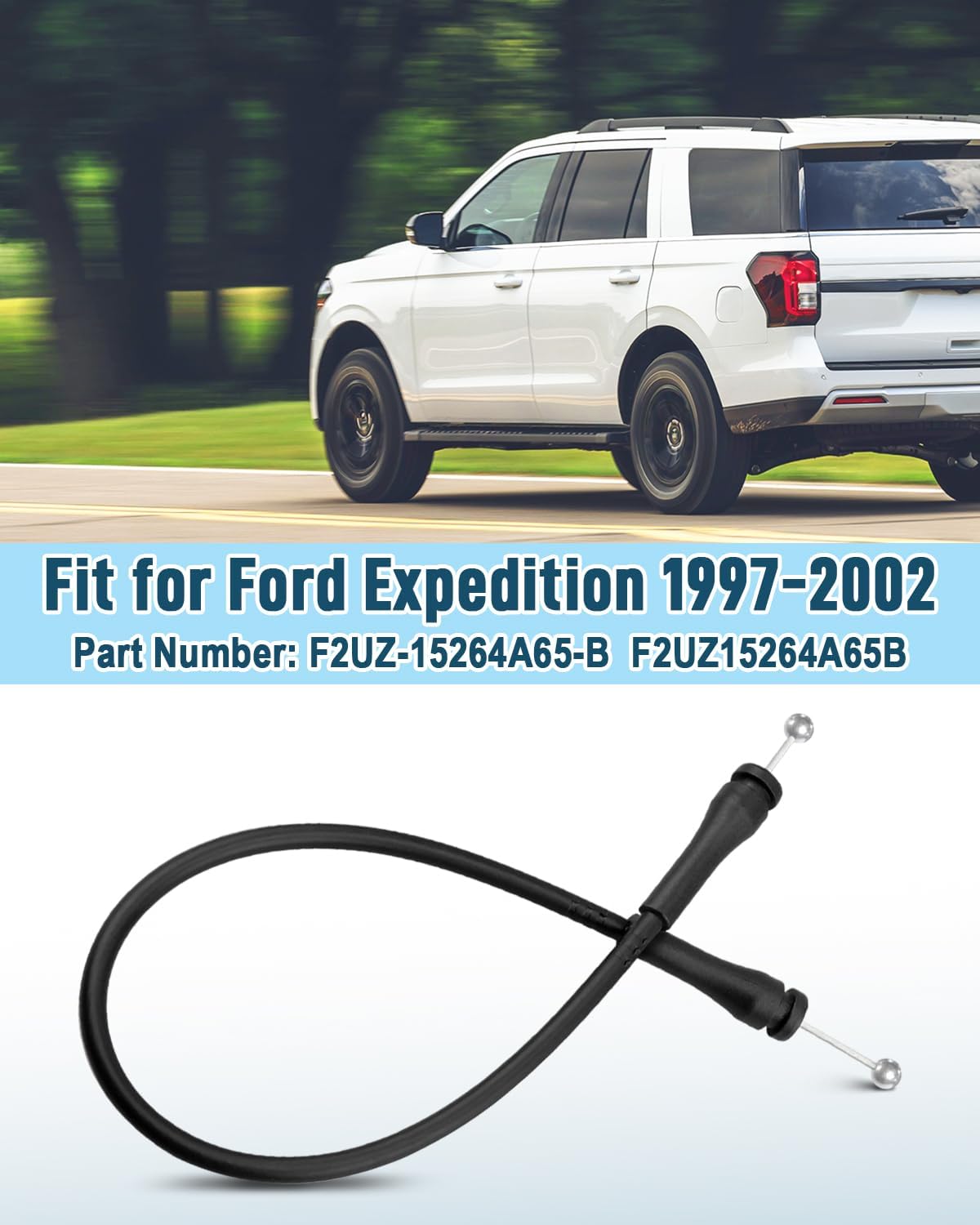 Tailgate Release Cables Fit for Ford Expedition 1997-2002 F2UZ15264A65B | Rear Door Latch Cable Replace F2UZ-15264A65-B with Steel Wire Material Inside 2Pcs