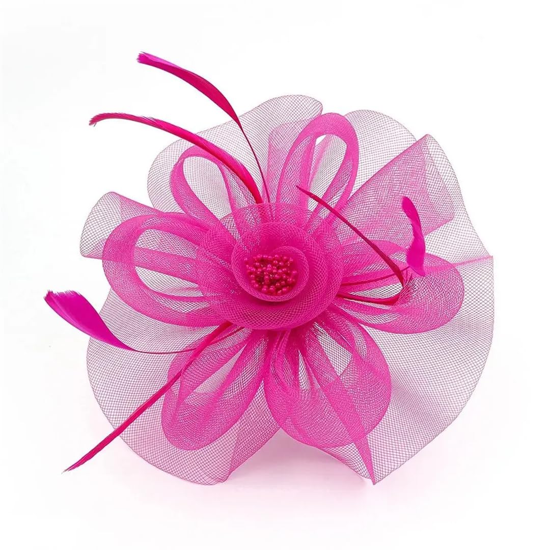 Tocado Nupcial, Sombreros, Cinta de Plumas, Accesorios para el Cabello de Malla, Diadema para Fiesta de té para Mujer (Amarillo, Talla única)