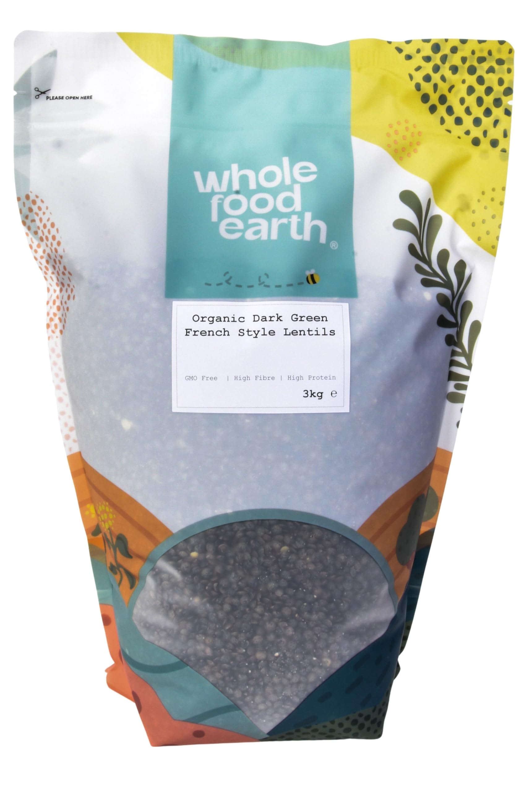 Wholefood Earth Lentilles du Puy Bio 3 kg, Sans OGM, Protéines Végétales, Riches Fibres