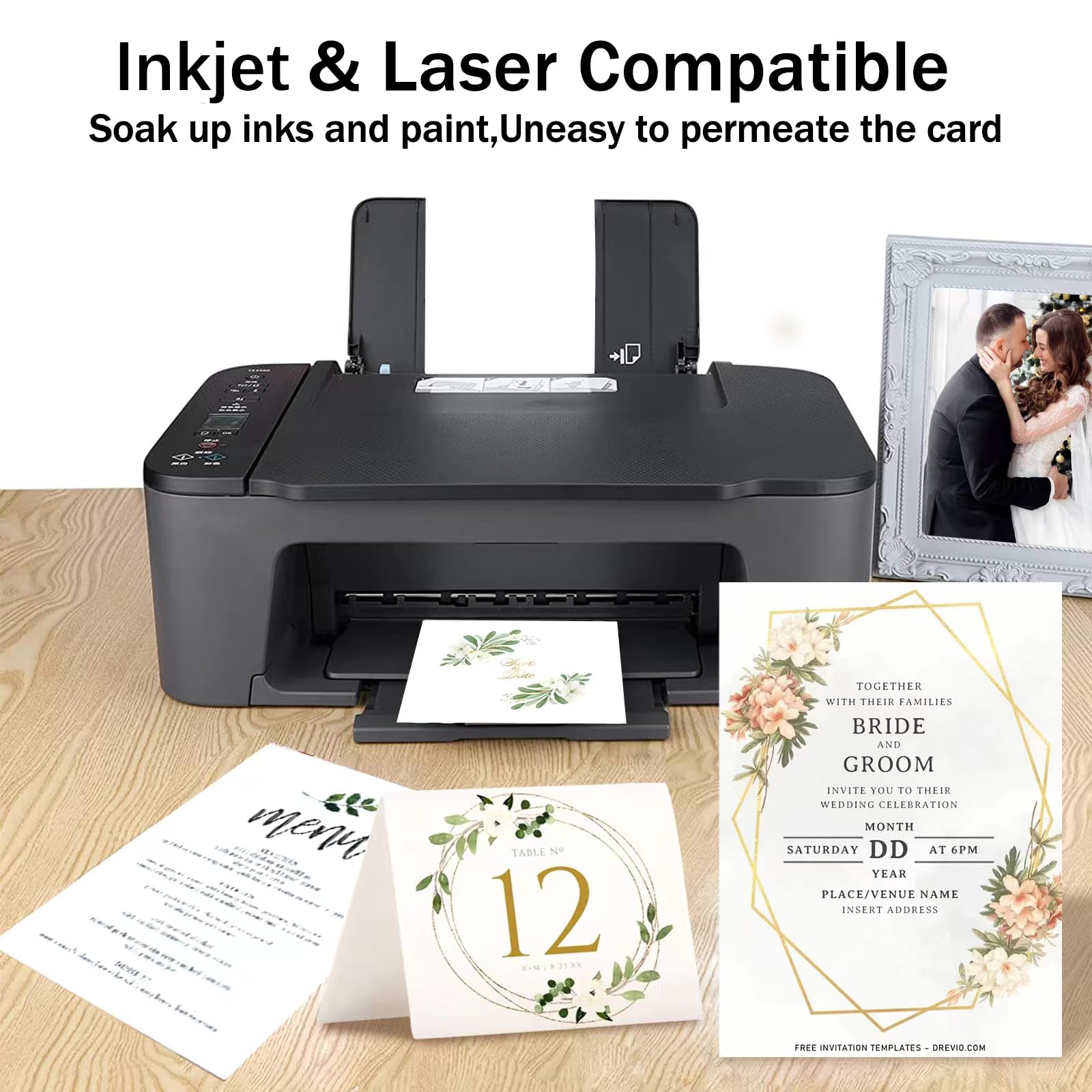 50 Blatt weißer Karton, 8,5 x 11 cm, Zertifikatpapier, Goefun weißes Kartonpapier für Einladungen, Speisekarten, Hochzeit, DIY-Karten