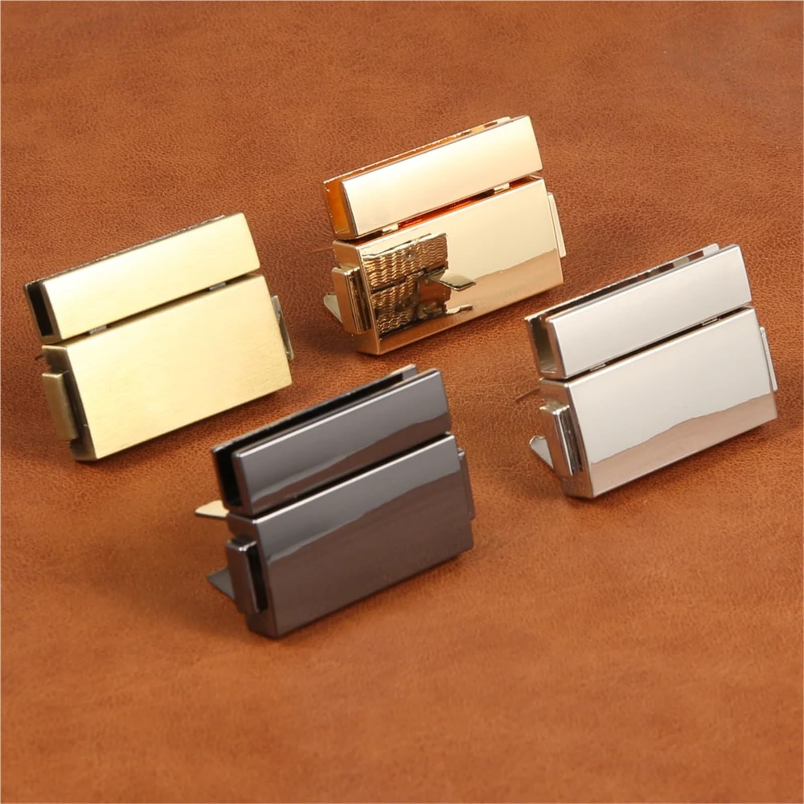 Skręć zamek, zamknij portfel, Zapięcia do torebek, opakowanie 10 sztuk, 3,9 cm, prostokątne, metalowe, wielokolorowe(Lightgold)