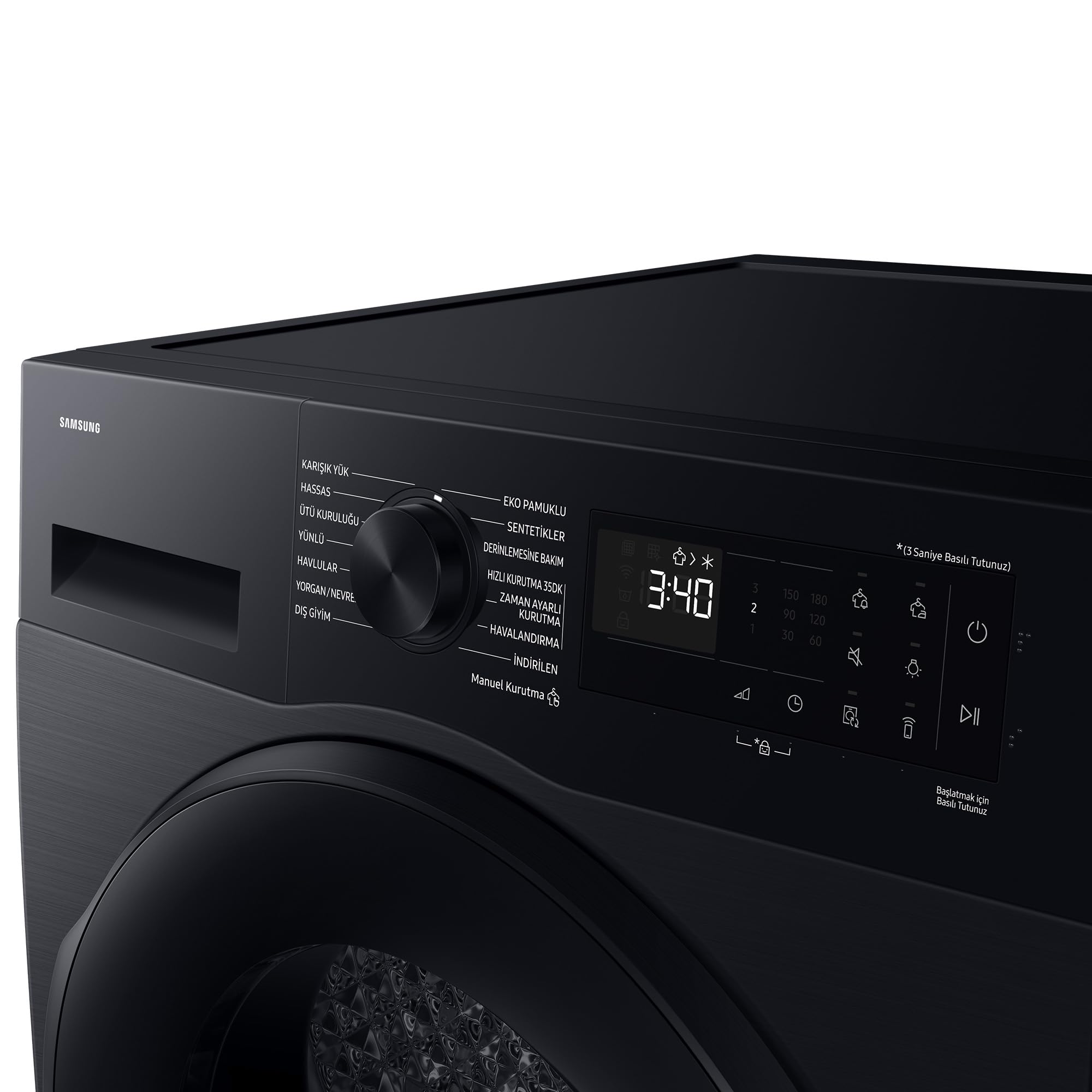Samsung Wärmepumpentrockner DV90DG52A0ABEG 9 kg EEK C AI WiFi SmartThings LED-Display Hygiene-Programm Air Refresh Knitterschutz Schwarz