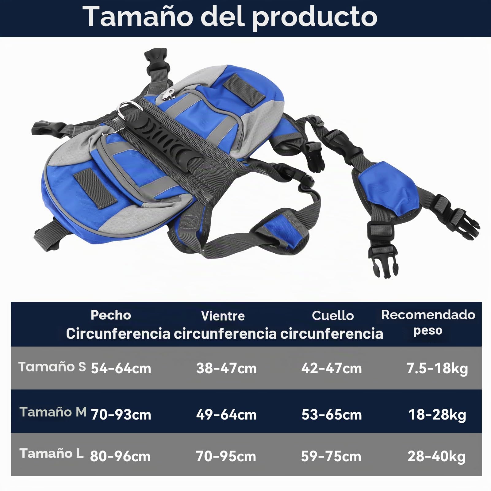 Mochila Arnés Para Perro, Gran Capacidad Impermeable Mochila Con Arnés Para Perro Mochila De Senderismo Mochila Perro Mochilas Para Perros Con Banda Reflectante Para Perro Pequeño Mediano Grande(M)