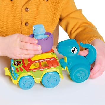 Toomies -TOOMIES E73251 Tomy Chase & Roll Raptors, Push-pass, Dinosaur Kids, Jurassic World, Educational Colors and Sound, Toy for Baby Boys & Girls 12 Months +, Multicolor