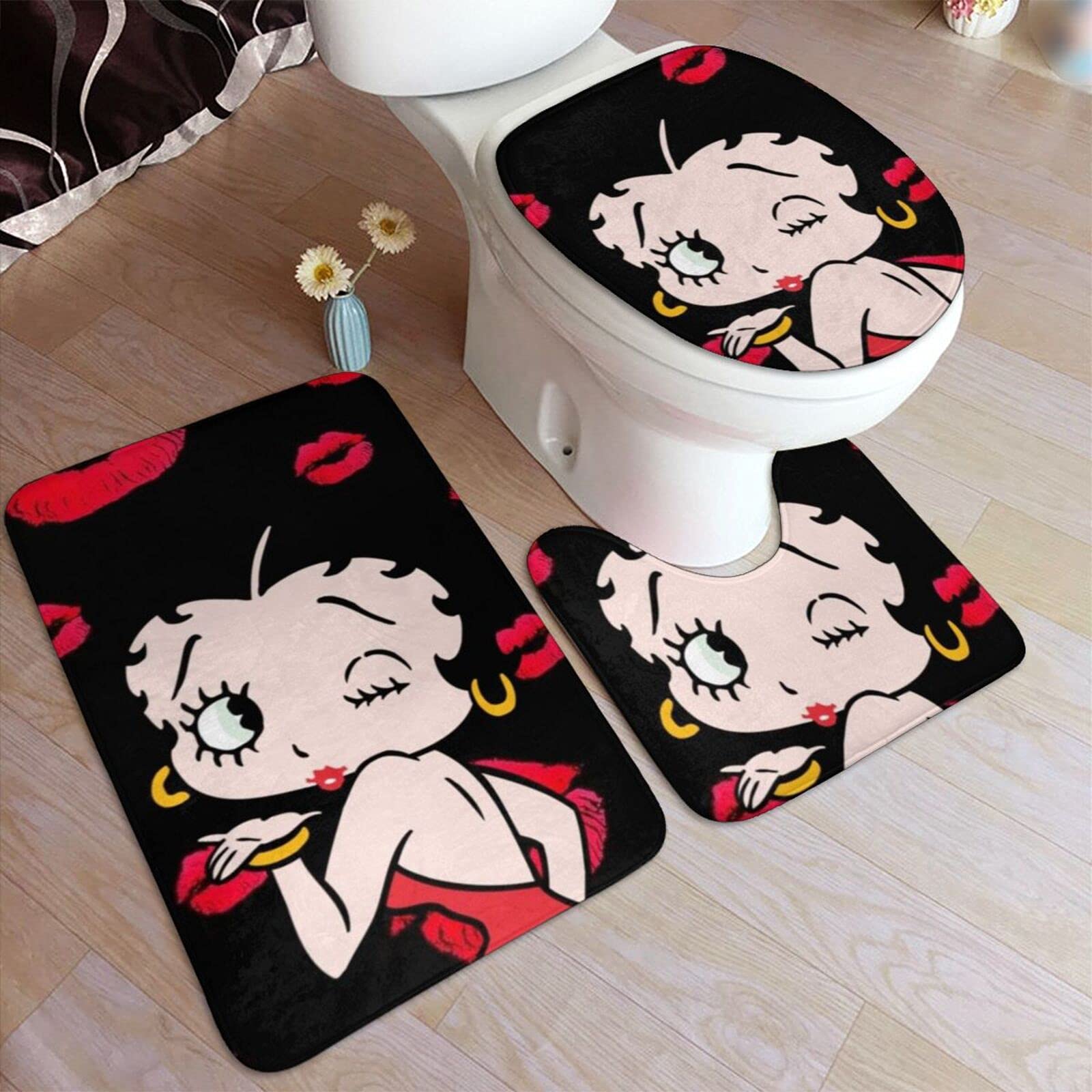 おまけ付き ベティーのシャワーカーテン・バスマット・トイレマット&カバー2点 おまけ付き ベティーのシャワーカーテン・バスマット・トイレ