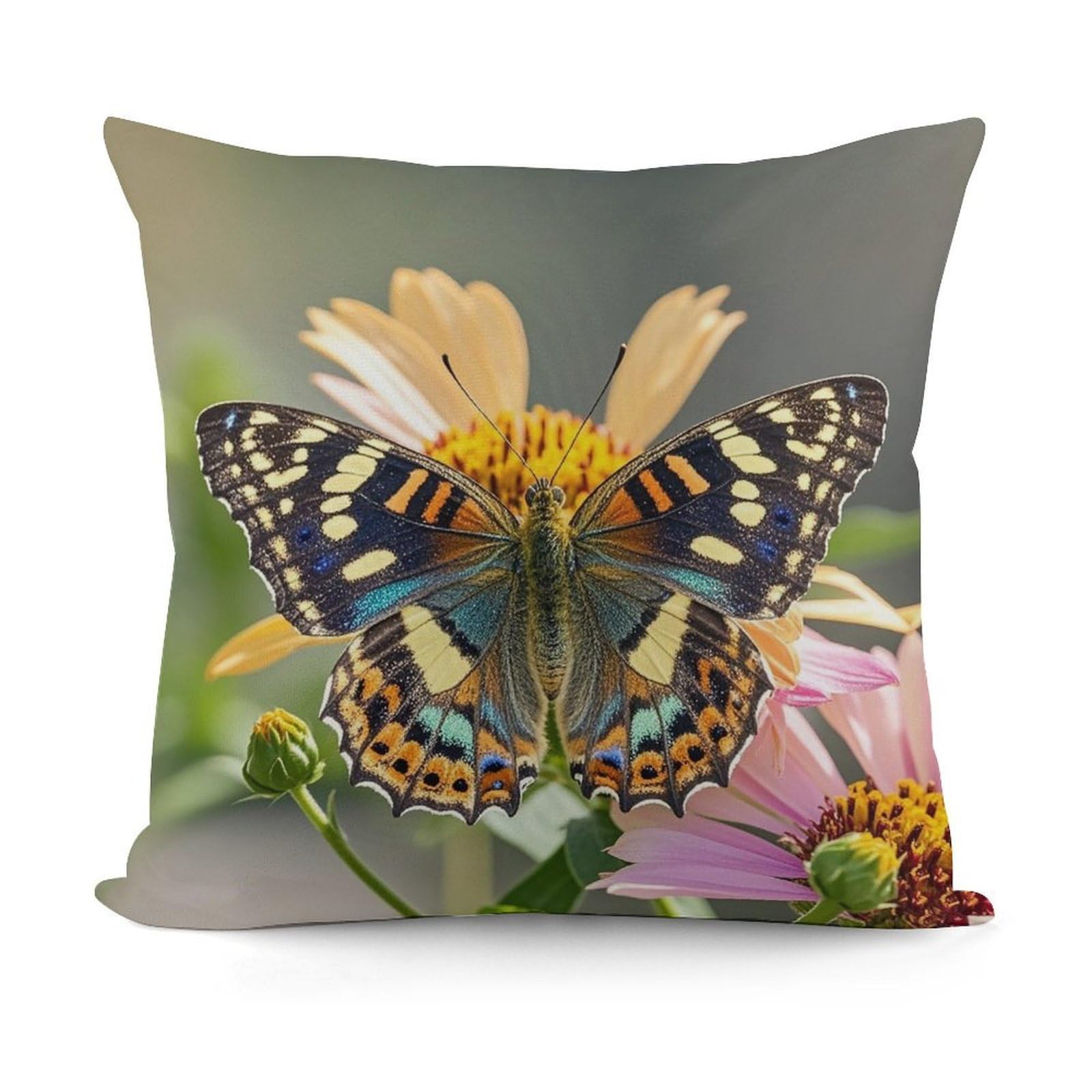 LZQPOEAS Butterfly Throw Pillow Cover 18x18 in Breathable Square Pillow Case Cozy Soft Pillowcase Protector Fashion Modern Couch Cushion Case for Living Room Bed Sofa Decor