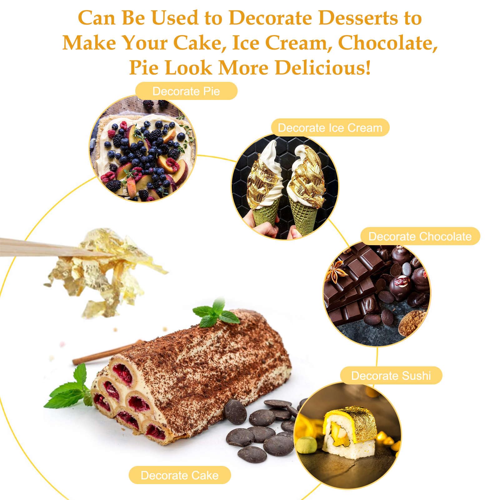 Scaglie D'Oro Commestibili REQAG - Per Decorare Torte, Dessert E Bevande Con Stile - Foto 9