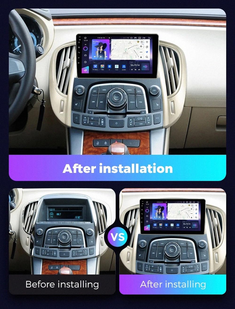Nawigacja Gps, Multimedia, Wideo dla Buick LaCrosse LA 2009-2013 Przenośny Ekran Dotykowy Carplay Z Siri, Bluetooth, Nadajnikiem, Sterowaniem Głosowym, 8 Rdzeń 4G+64G