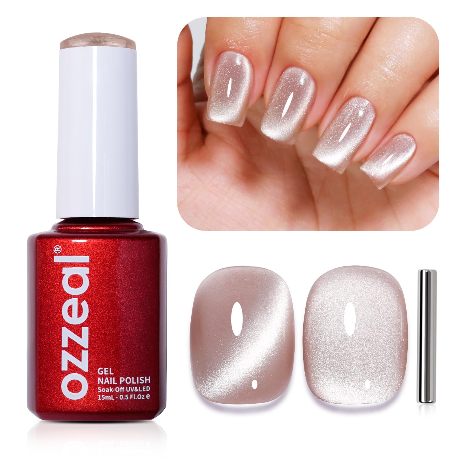 Ozzeal Iridescent Nude Mauve Pink Gel Nail Polish, 15ML Sparkle Shimmer Glitter, Soak Off LED UV Gel Nail Polish for Art DIY Manicure — view 69