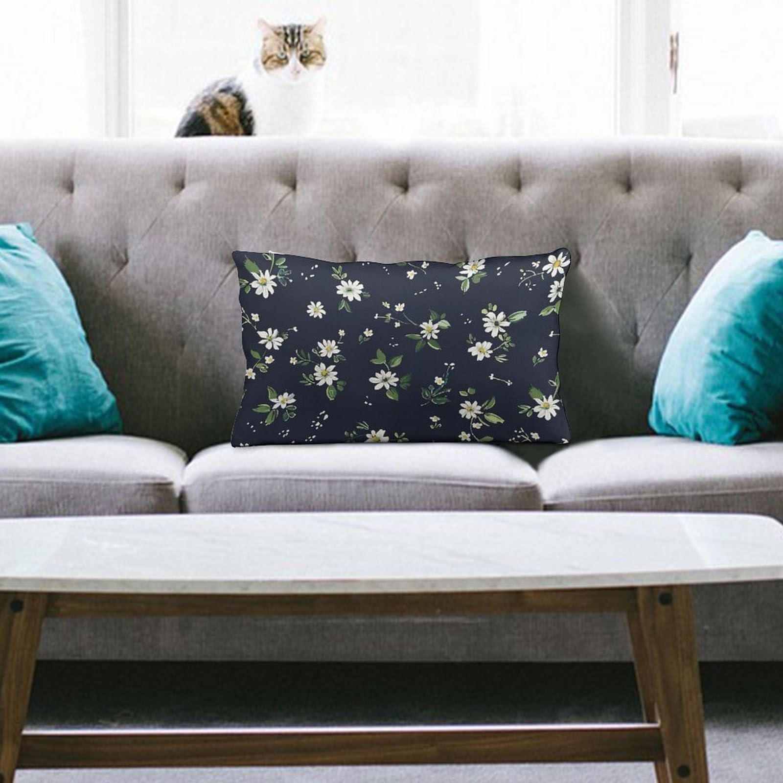 NTVOWPZO Decoration Throw Pillow Covers 8"x12" Pillowcases Covers Daisy Repeating Pattern Soft Pillowcases Modern Farmhouse Home Decor Sofa Cushions Covers for Couch Bed Living Room